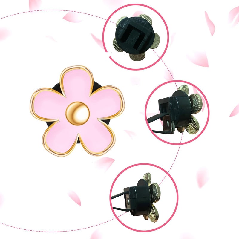 SPANICE Daisy Air Vent Clips, 4 Pcs Cute Flower Car Air Conditioning Outlet Clip Car Air Freshener Clip Charm Car Inter Decor Accessories for Women (Pink) - Image 3